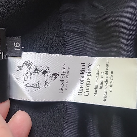 Jacket Size 16 Black Gold Lame Piping Evil Eye Embellished Unique Funky Handmade - Picture 8 of 8